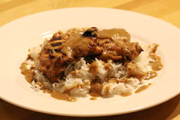 Grilled chicken with peanut sauce