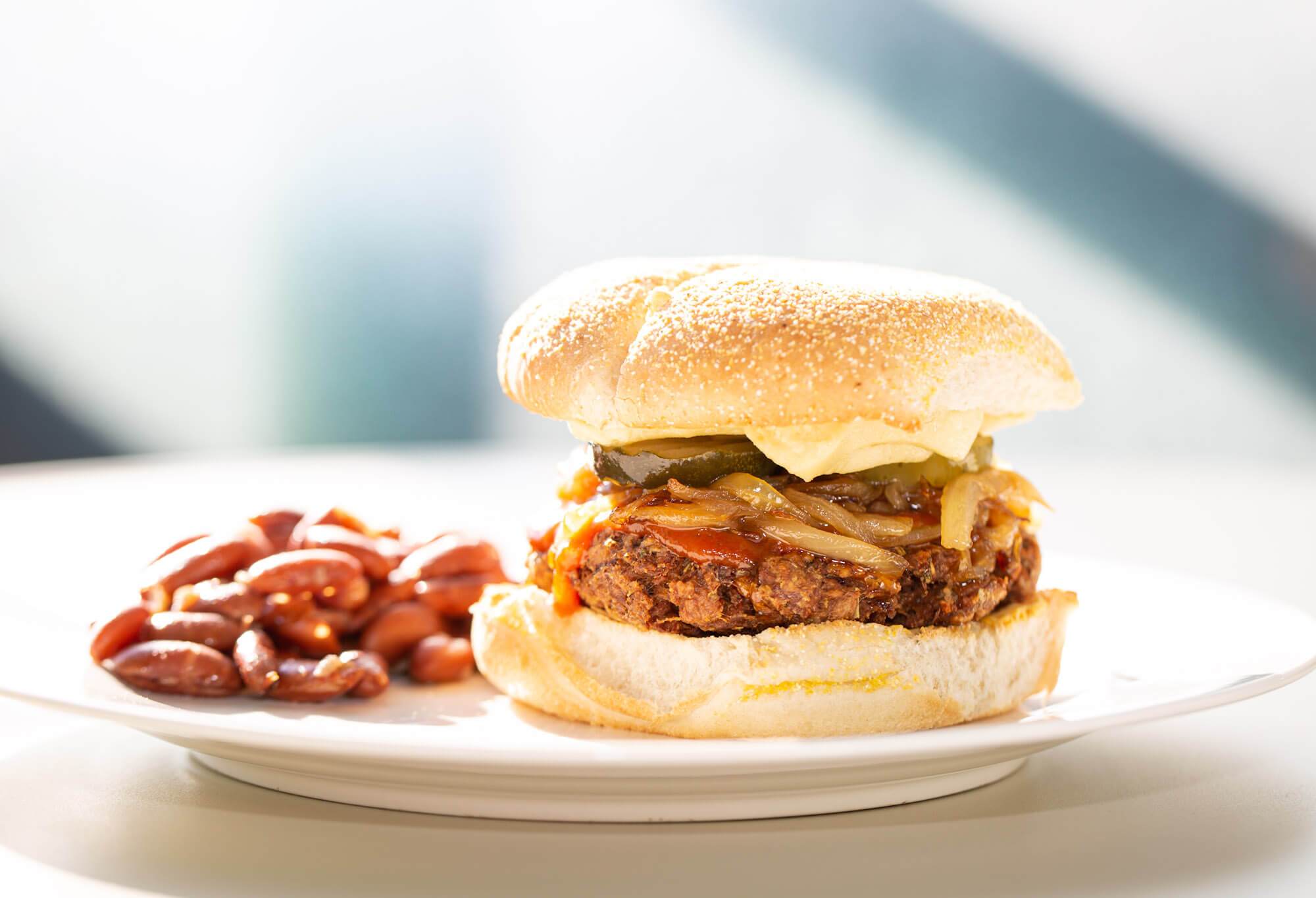 Homemade high-protein vegan burger