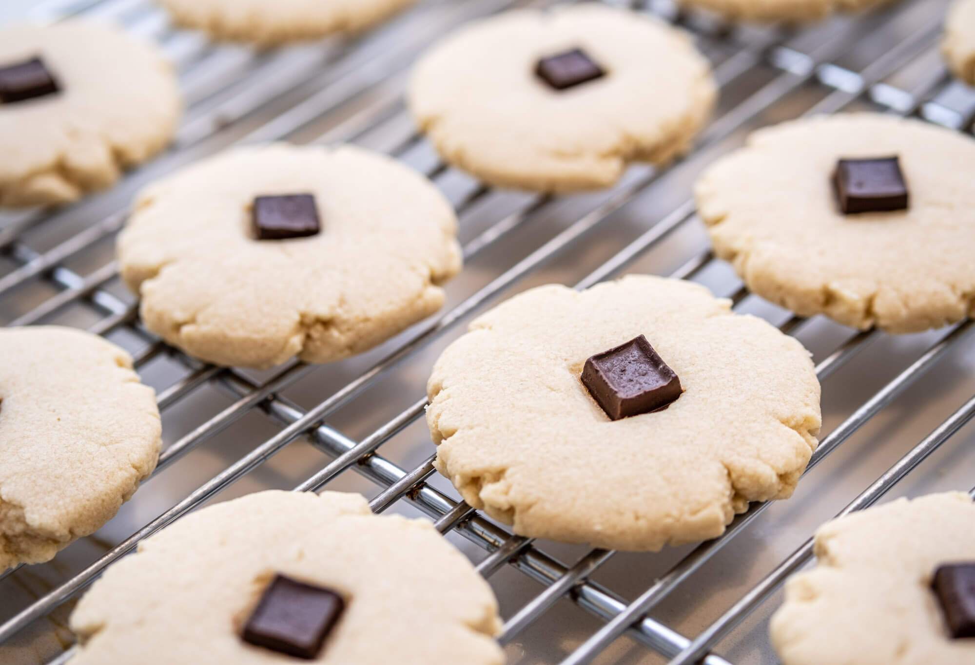 Mary Macleod shortbread cookies on a cooling rack