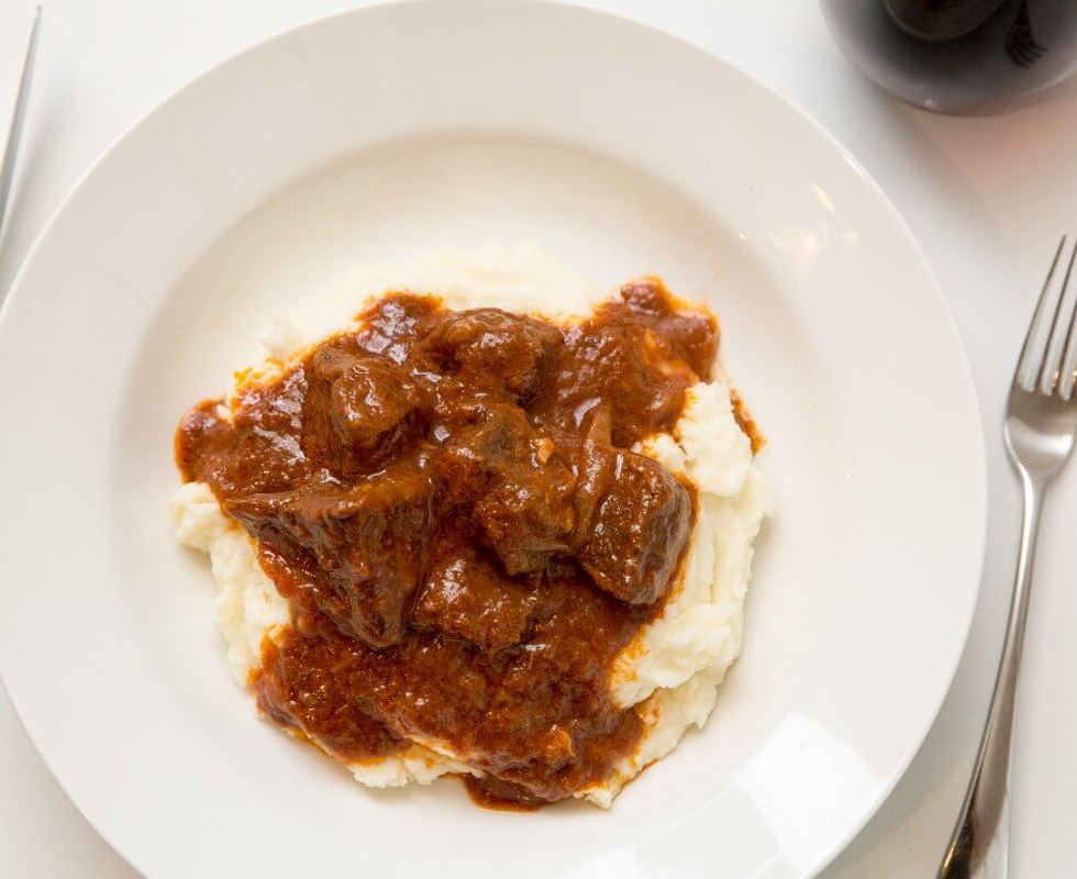 Goulash Triestino with mashed potatoes
