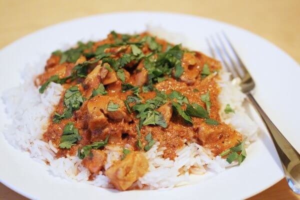 Chicken tikka masala on basmati rice