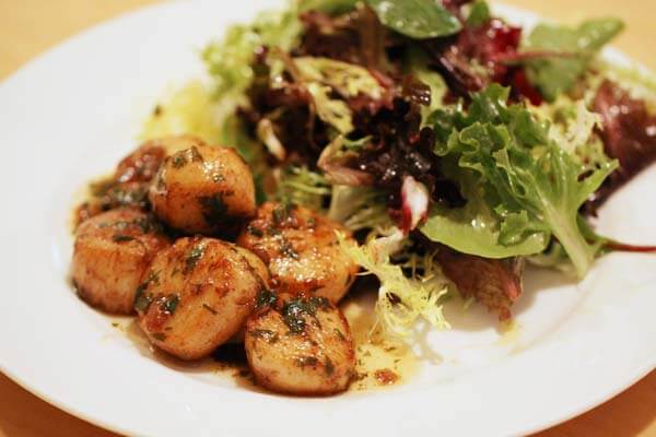 Seared scallops with herb-butter pan sauce