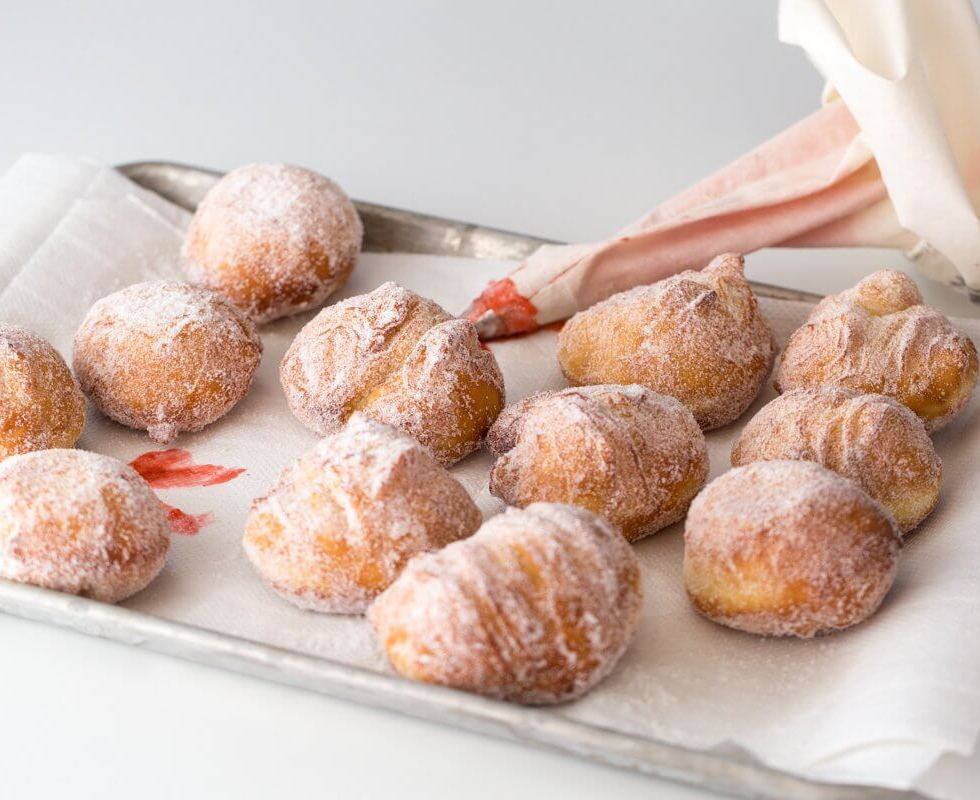 Homemade jelly-filled doughnuts