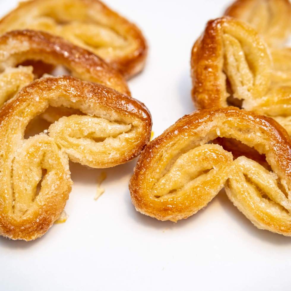 Palmier cookies made from leftover French puff pastry