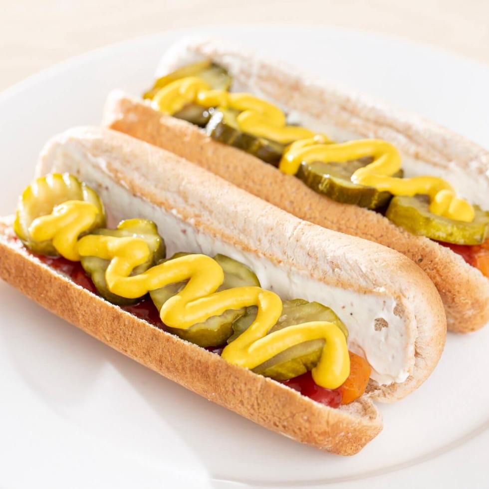 Vegan carrot “hot dogs” on whole wheat buns