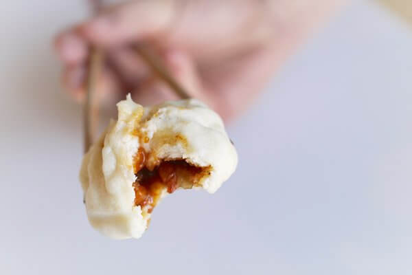 Freshly-steamed Chinese pork bun