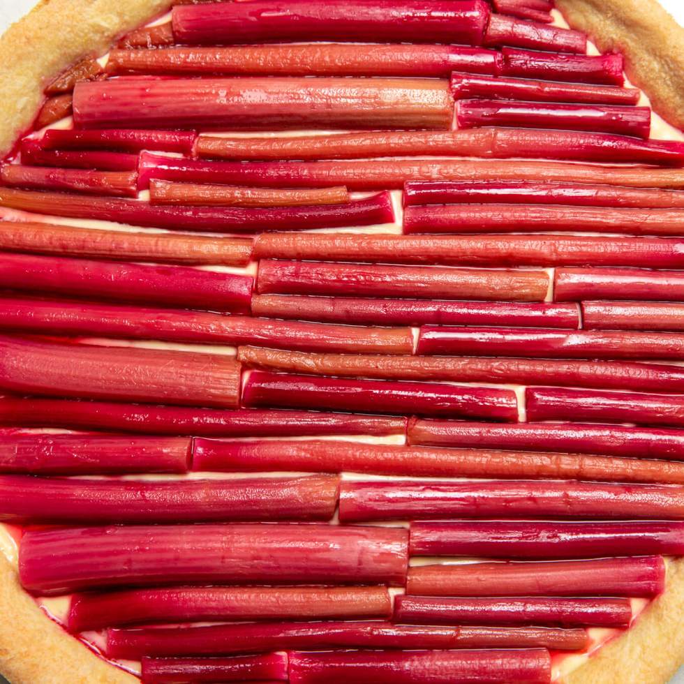 French rhubarb tart with crème pâtissière