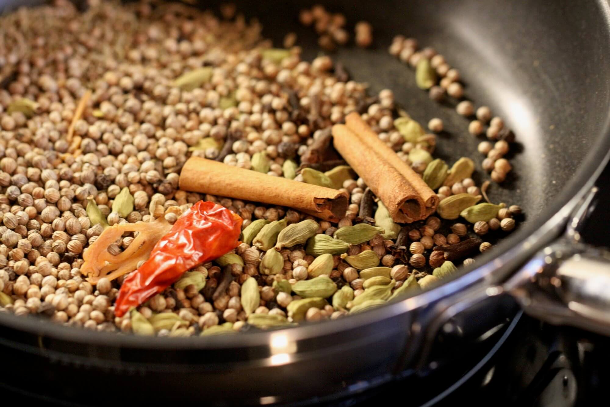 Toasting whole spices for garam masala